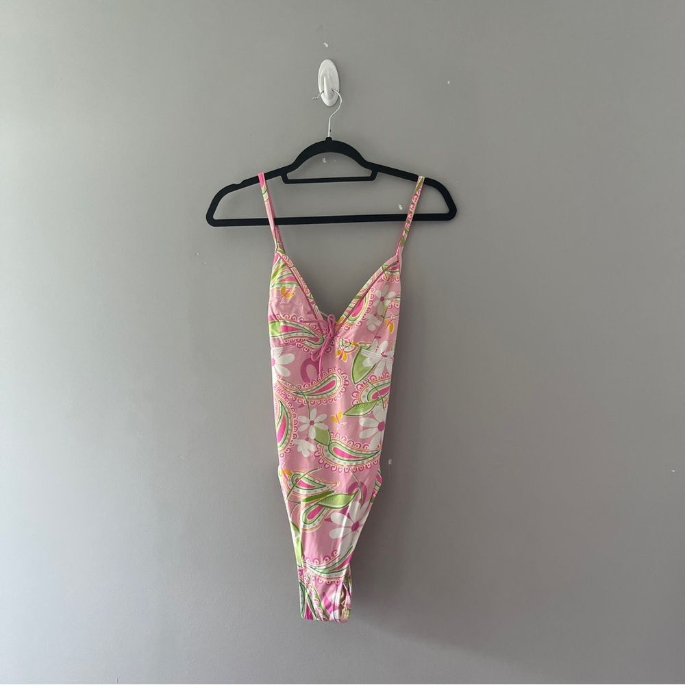 Vintage Lilly Pulitzer One Piece Swimsuit Convertible Colorful Butterfly Size 12